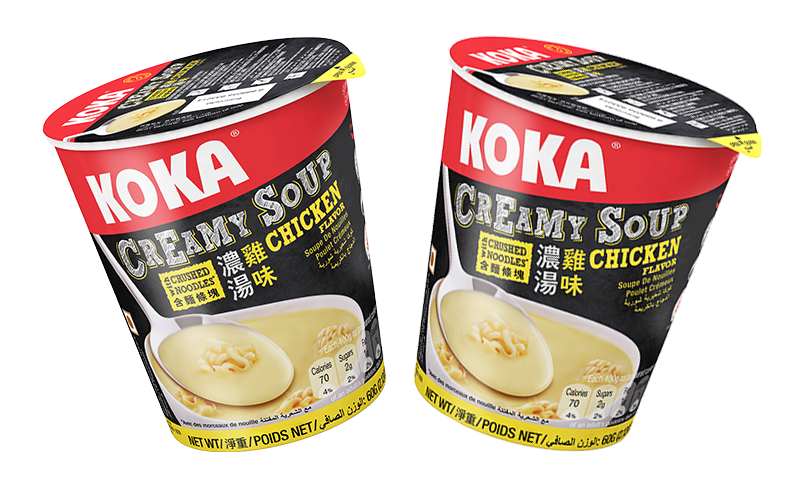 Koka Creamy Soup Chicken with Crushed Noodles ( 60g )Pack of 2  | Soup with Noodles | Original Koka Noodles from Singapore |