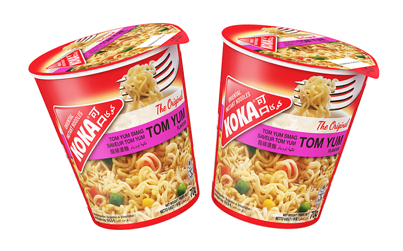 KOKA Instant Noodles - Tom Yum Flavour (70g)  Pack of 2 | Cup Noodles | Cup Noodles | Original Koka Noodles from Singapore |