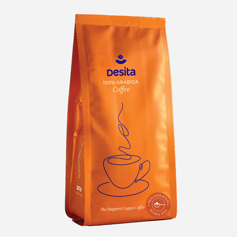 DESITA Medium-Dark Roast Coffee, 250g. Ground Coffee for Moka Pot 