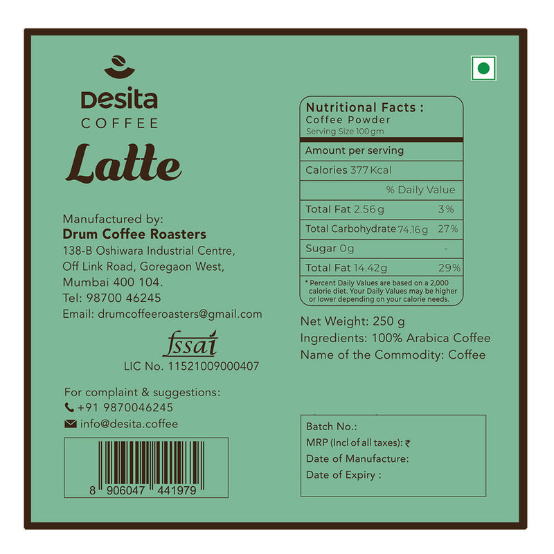Desita Latte Roast Coffee, 250g