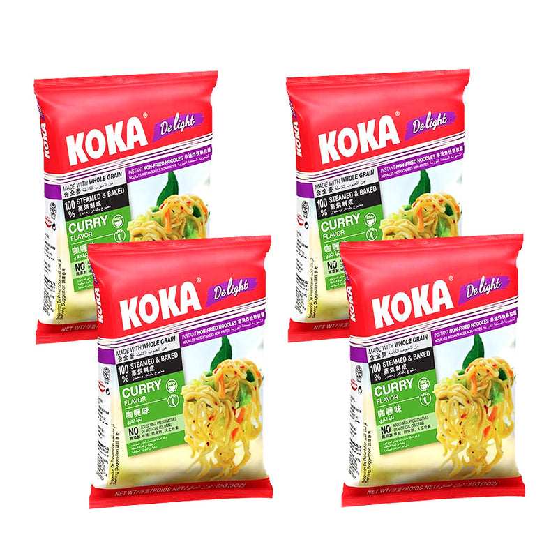KOKA Delight Curry Flavour Noodles (85g)| Pack of 4 | Instant Noodles | Original Koka Noodles from Singapore |