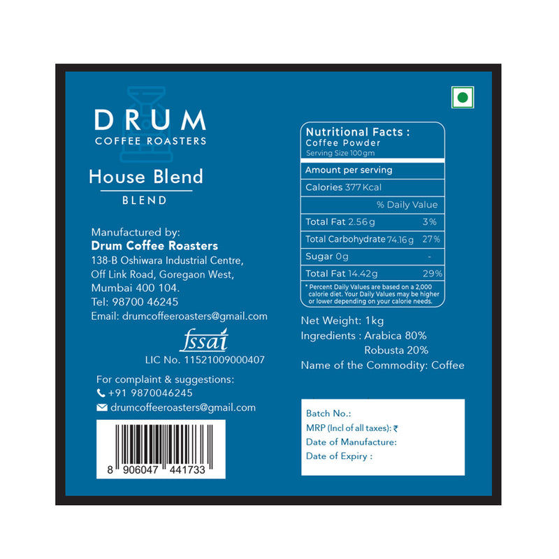 Dark Roast, House Blend Coffee, 1 Kg