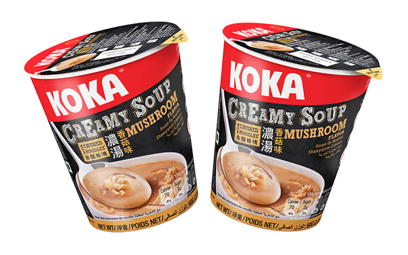 Koka Creamy Soup Mushroom with Crushed Noodles ( 60g Pack of 2 ) | Soup with Noodles | Original Koka Noodles from Singapore |