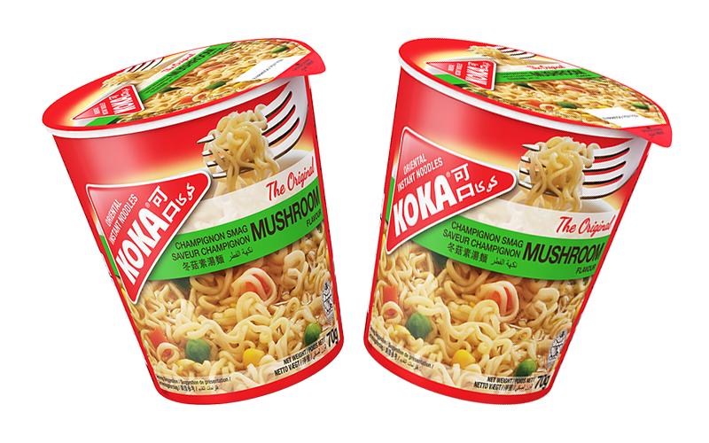 KOKA Instant Noodles - Mushroom Flavour ( 70g)  Pack of 2 | Cup Noodles | Cup Noodles | Original Koka Noodles from Singapore |