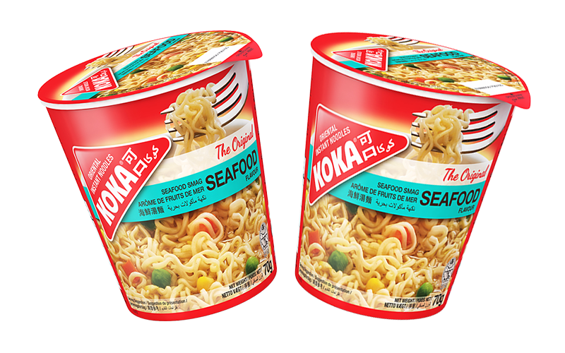 KOKA Instant Noodles - Seafood Flavour (70g)  Pack of 2 | Cup Noodles | Cup Noodles | Original Koka Noodles from Singapore |