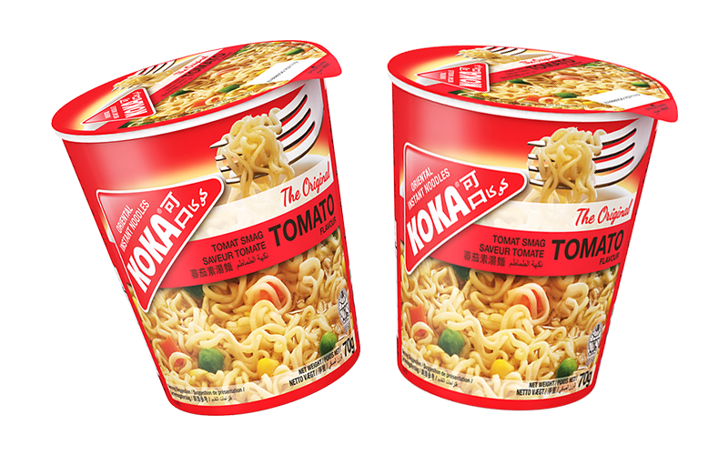 KOKA Instant Noodles - Tomato Flavour (70g) Pack of 2 | up Noodles | Cup Noodles | Original Koka Noodles from Singapore |