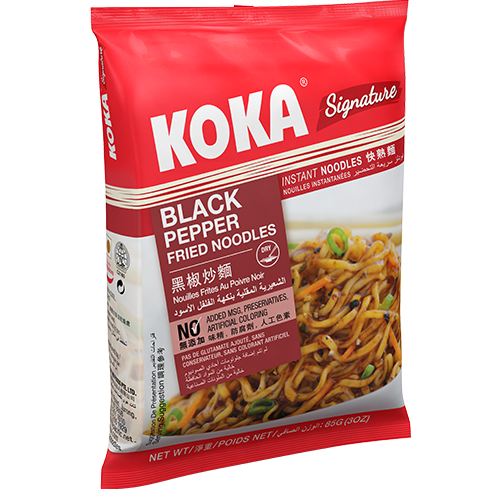 KOKA Signature Black Pepper Fried Noodles (85g) | Pack of 4 | Instant Noodles | Original Koka Noodles from Singapore |