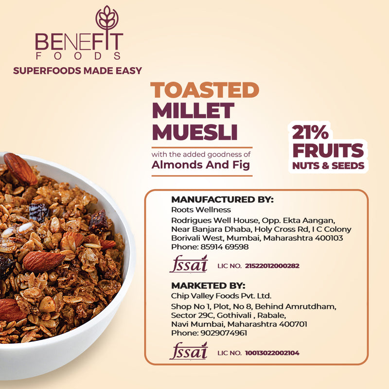 Benefit Foods Gluten Free Toasted Millet Muesli with Almonds & Fig, 250g