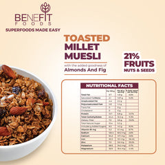 Benefit Foods Gluten Free Toasted Millet Muesli with Almonds & Fig, 250g