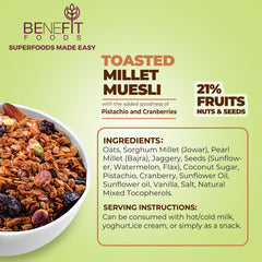 Benefit Foods Gluten Free Toasted Millet Muesli with Pistachio & Cranberries, 250gm