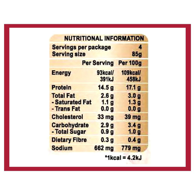 Kelly's Premium Ham Nutritional Value