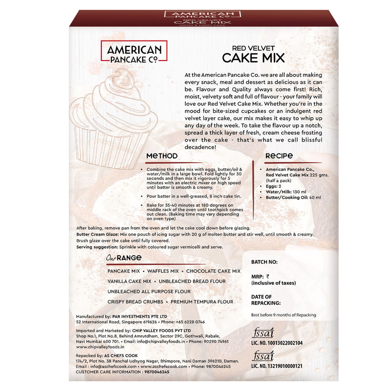 American Pancake Co.- Eggless Red Velvet Cake Mix, 500g