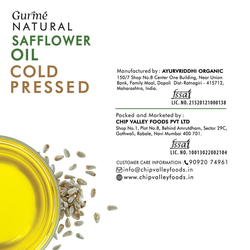 Gurme Natural Safflower Oil Cold Pressed, 1Ltr